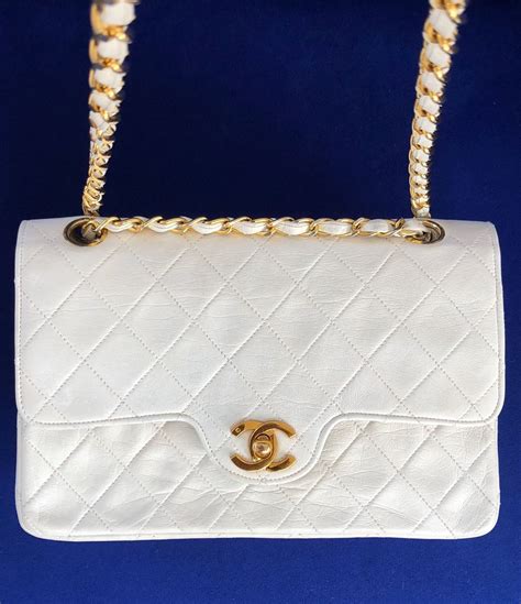 vintage white quilted chanel bag